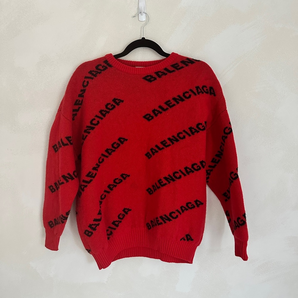 Balenciaga Red Logo Sweater f